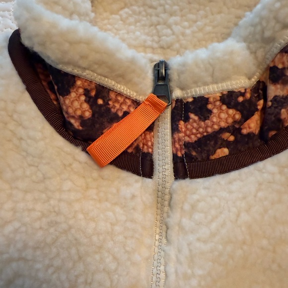 Women's Cream Sherpa Jacket with Orange and Brown Accents - Picture 4 of 6